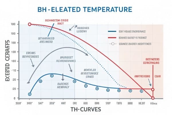 A comparison of two BH curves (e.g., N52 vs N45SH) at an elevated temperature, showing how their performance differs.