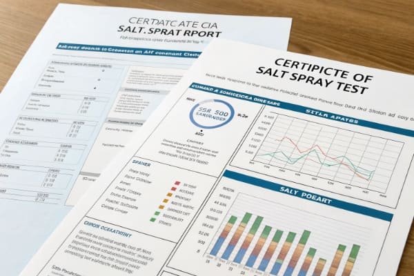 An example of a detailed Certificate of Analysis (COA) and a salt spray test report with photos.